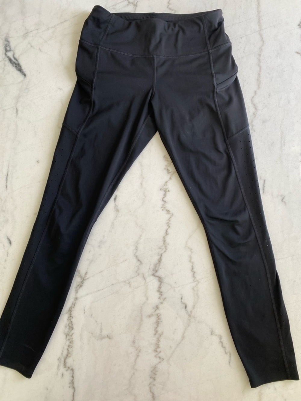 Athleta Black High-Rise Running Leggings Tights with Pockets - Size Xtra Small.